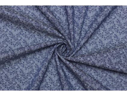 Riflovina | Denim šatová elasitcká - Květinový vzor