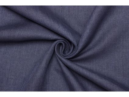 Len směsový rybí kost - Modrá jeans