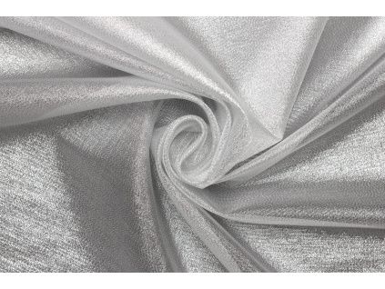 Organza třpytivá vánoční - Stříbrný metalický lesk